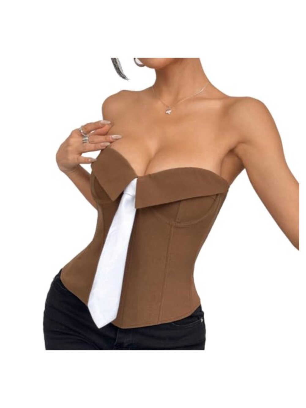 Strapless Boned Bustier Corset Top Office Chic Tube Tops